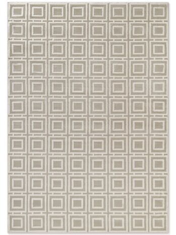 Elle Decoration - Perles laagpolig geblokt vloerkleed - Creme