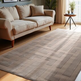 Elle Decoration - Perles laagpolig Onyx vloerkleed - Beige / Creme
