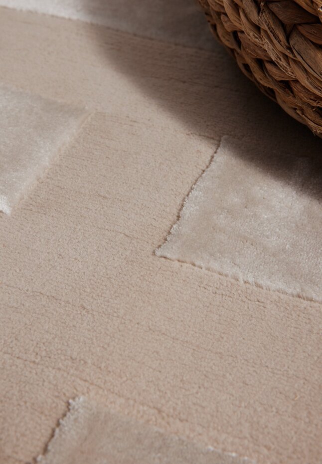 Elle Decoration - Perles laagpolig Onyx vloerkleed - Beige / Creme