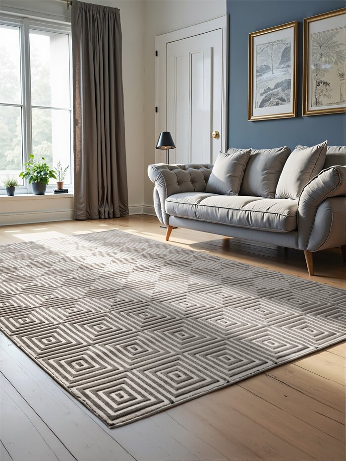 Elle Decoration - Perles laagpolig Tourmaline vloerkleed - Wit / Grijs
