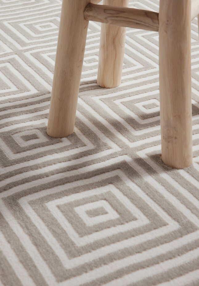 Elle Decoration - Perles laagpolig Tourmaline vloerkleed - Wit / Grijs