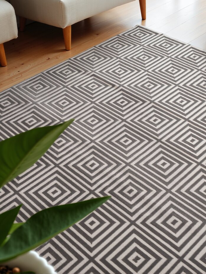 Geometrisch vloerkleed - Perles Tourmaline Grijs/Wit Geometrisch vloerkleed - Perles Tourmaline Grijs/Wit