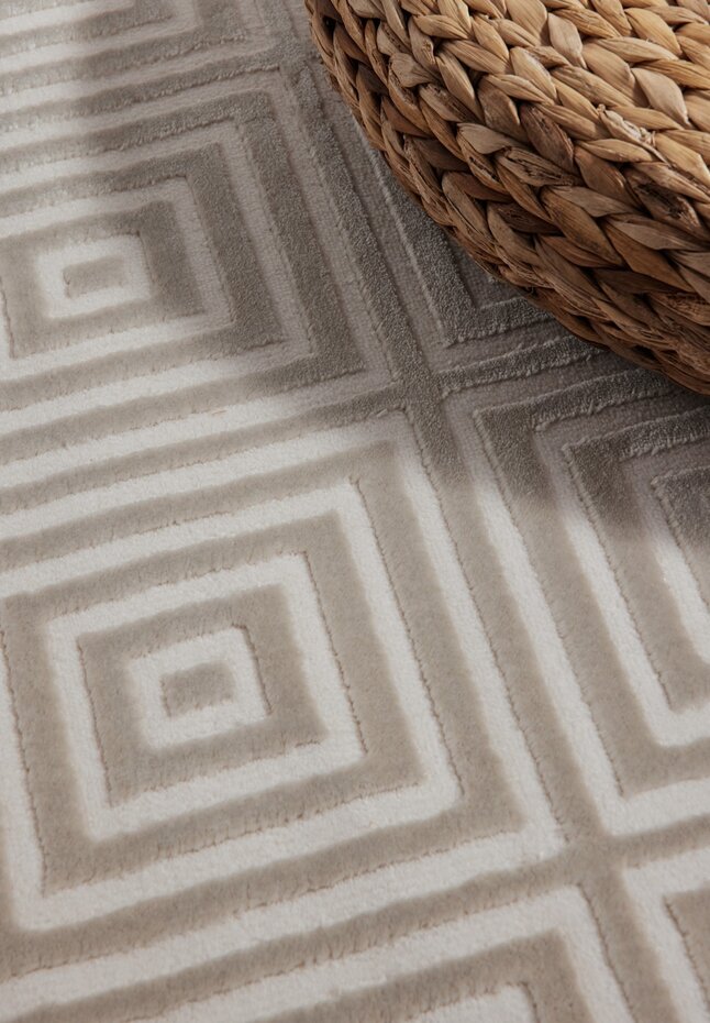 Elle Decoration - Perles laagpolig Tourmaline vloerkleed - Wit / Grijs