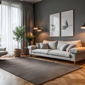 Elle Decoration - Perles laagpolig vloerkleed - Creme / Antraciet