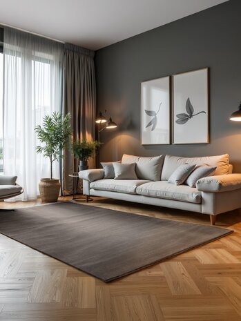Elle Decoration - Perles laagpolig vloerkleed - Creme / Antraciet