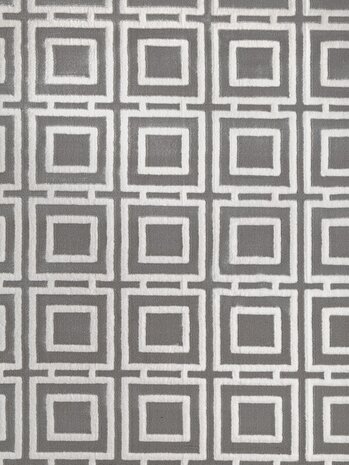 Elle Decoration - Perles laagpolig geblokt vloerkleed - Creme / Grijs