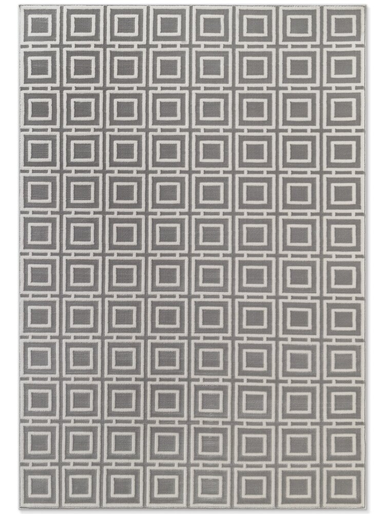 Elle Decoration - Perles laagpolig geblokt vloerkleed - Creme / Grijs Elle Decoration - Perles laagpolig geblokt vloerkleed - Creme / Grijs