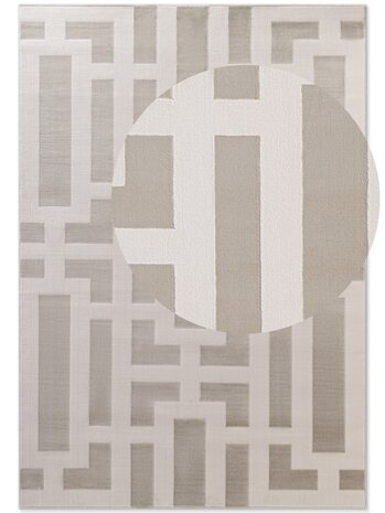 Elle Decoration - Perles laagpolig Onyx vloerkleed - Creme / Grijs