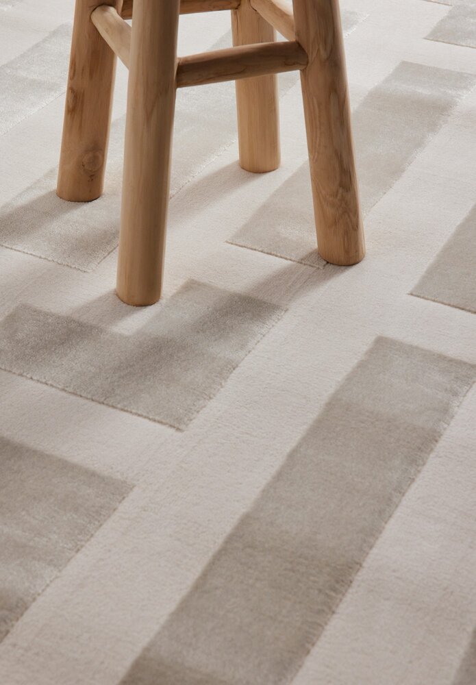 Geometrisch vloerkleed - Perles Creme/Grijs