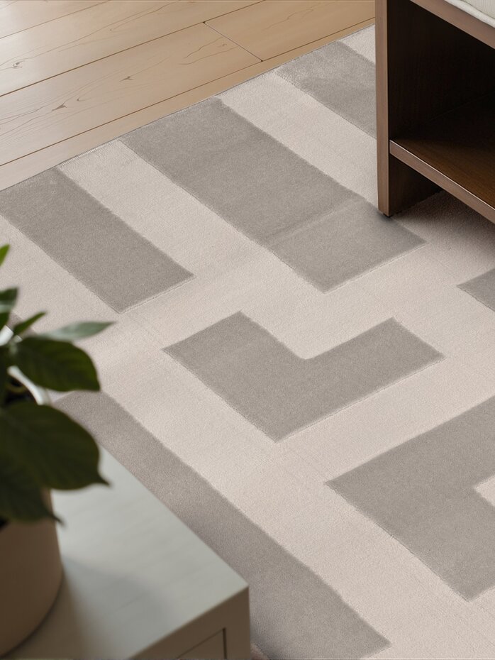 Geometrisch vloerkleed - Perles Creme/Grijs