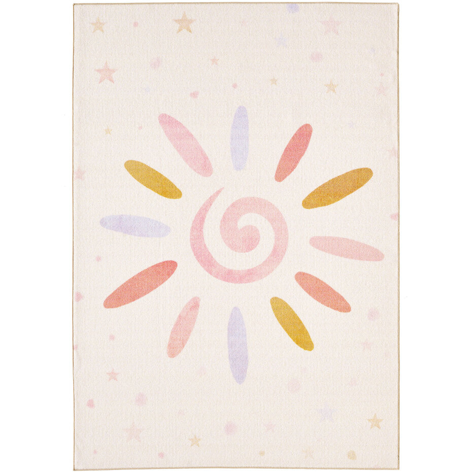 Kindervloerkleed - Bloemen en Zon - Creme