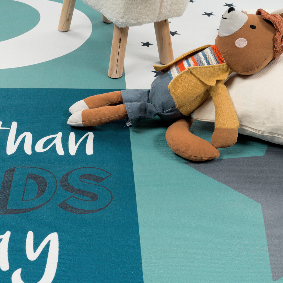 Kindervloerkleed - Aleris - Maan en ster - Turquoise Kindervloerkleed - Aleris - Maan en ster - Turquoise