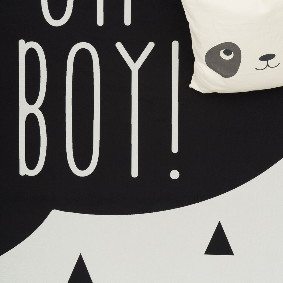Kindervloerkleed - Aleris - Oh Boy - Zwart / Wit