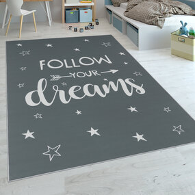 Kindervloerkleed - Aleris - Follow Your Dreams - Antraciet