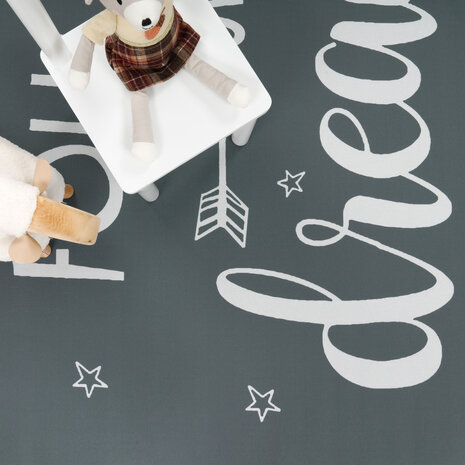 Kindervloerkleed - Aleris - Follow Your Dreams - Antraciet