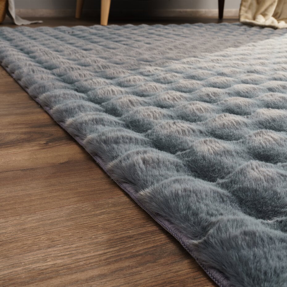 Zacht fluffy vloerkleed - Arinzo Bolletjes Antraciet