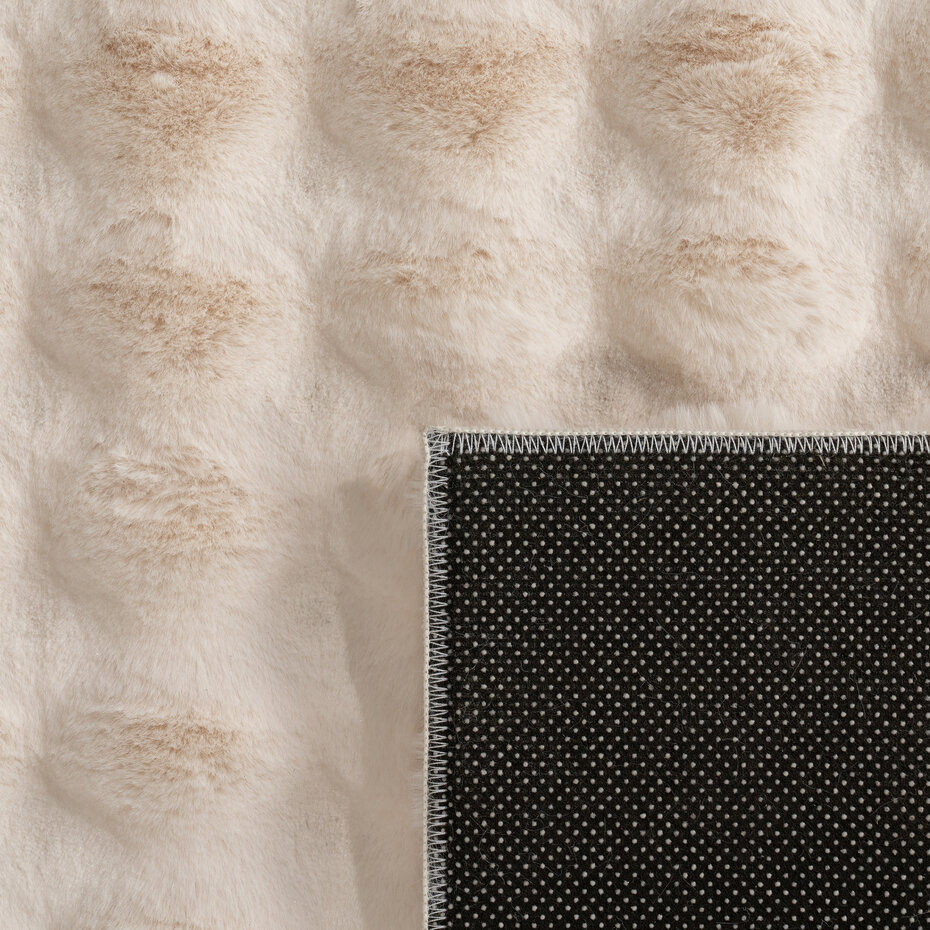 Zacht fluffy vloerkleed - Arinzo Bolletjes Crème