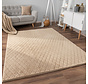 Zacht fluffy vloerkleed - Arinzo Geruit Beige