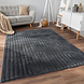 Zacht fluffy vloerkleed - Arinzo Stripes Antraciet Zacht fluffy vloerkleed - Arinzo Stripes Antraciet