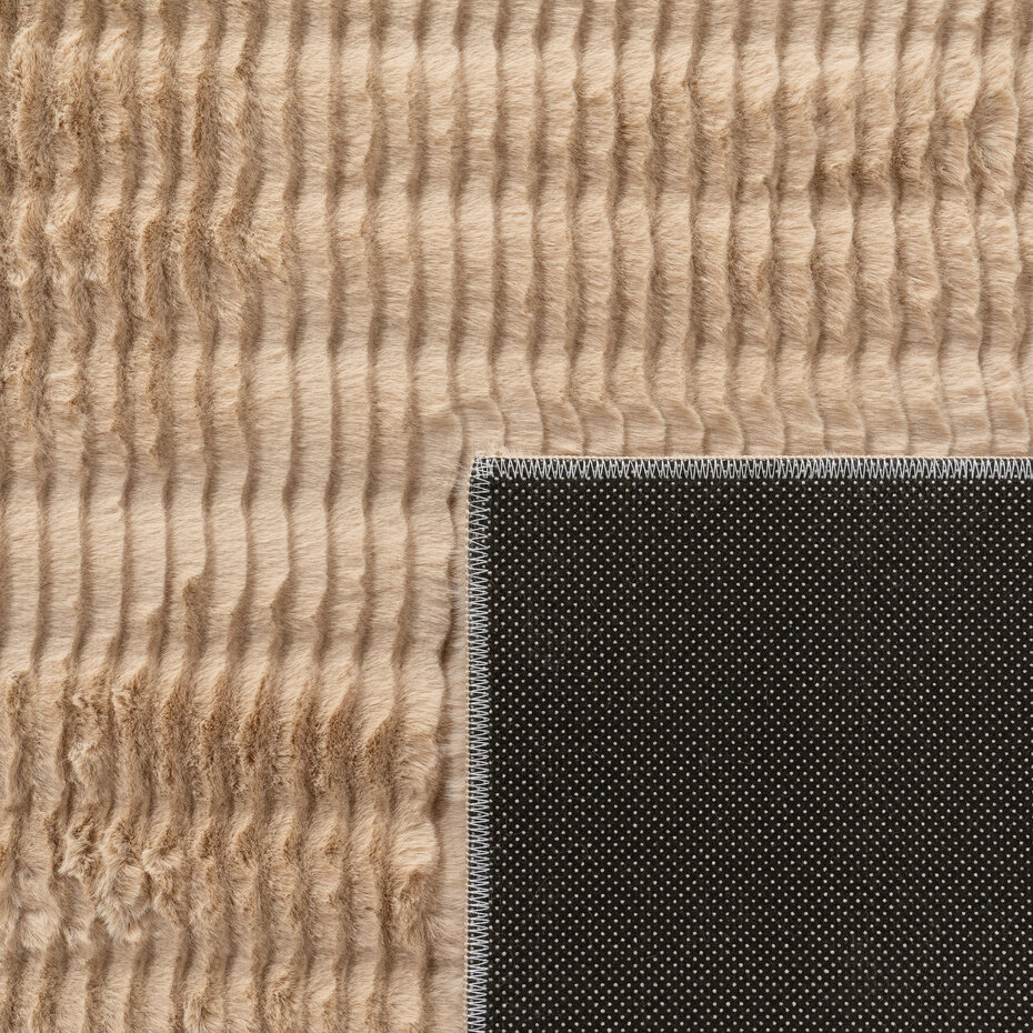 Zacht fluffy vloerkleed - Arinzo Stripes Beige