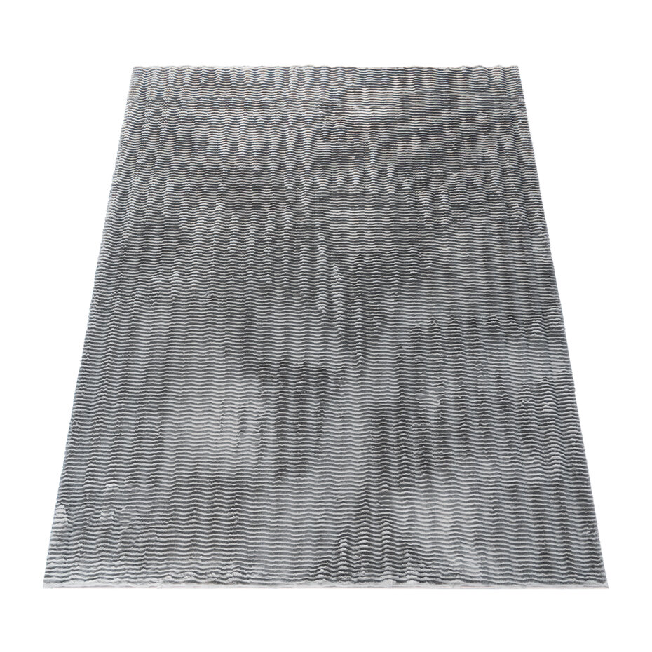 Zacht fluffy vloerkleed - Arinzo Stripes Grijs