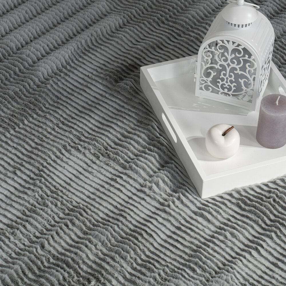Zacht fluffy vloerkleed - Arinzo Stripes Grijs Zacht fluffy vloerkleed - Arinzo Stripes Grijs