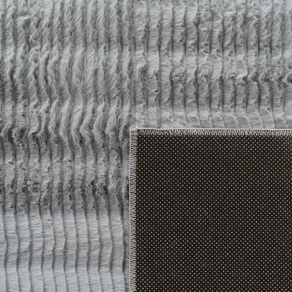 Zacht fluffy vloerkleed - Arinzo Stripes Grijs