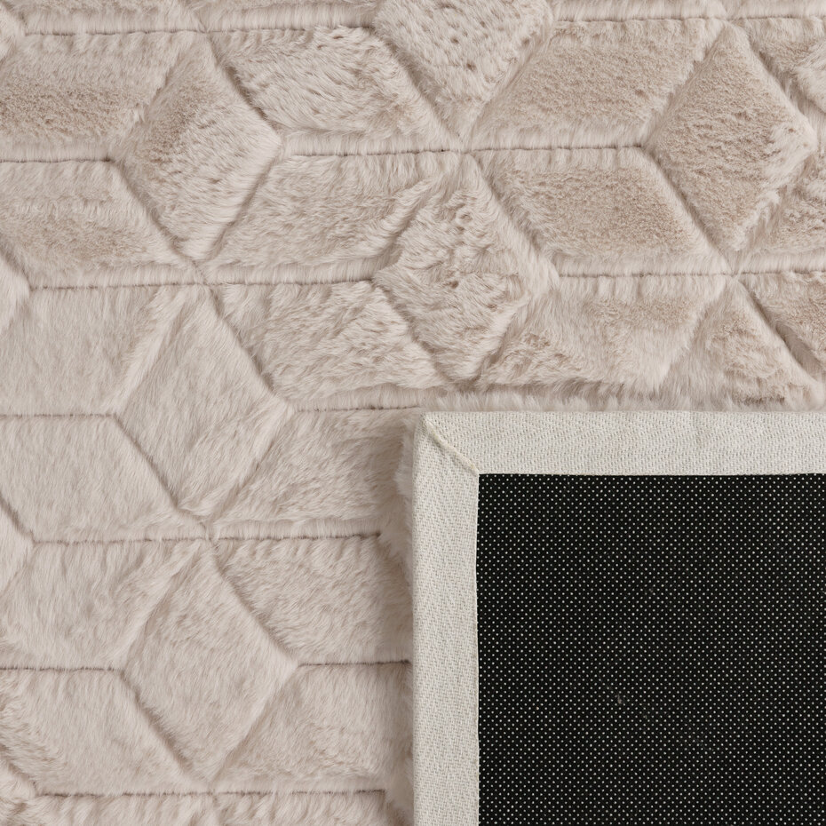 Zacht fluffy vloerkleed - Arinzo Geo Beige