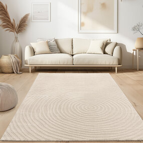 Modern vloerkleed – Aubela Circles Crème