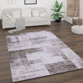 Laagpolig Vloerkleed Bareta - Modern - Geblokt - Beige
