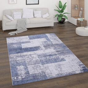Laagpolig Vloerkleed Bareta - Modern - Geblokt - Blauw