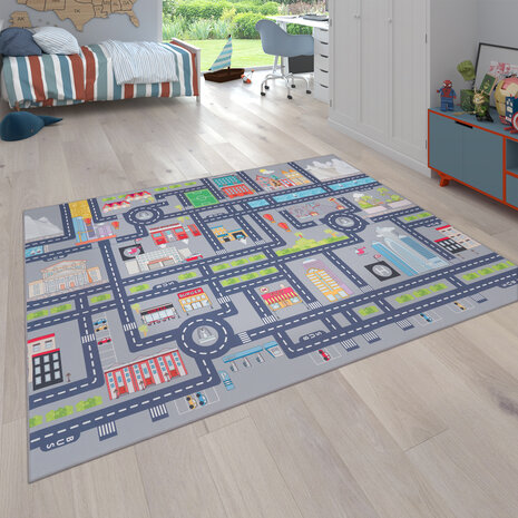 Auto speelkleed - Binola Road Grijs