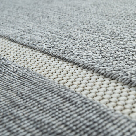 Binnen & Buitenkleed - Vloerkleed Bruliza - Lijstmotief / Kader - Grijs