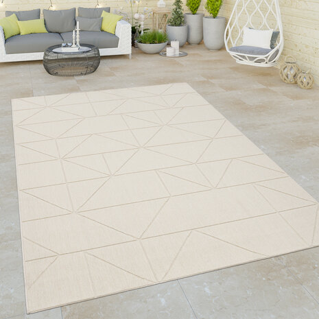 Binnen & Buitenkleed - Vloerkleed Bruliza - Geo - Creme