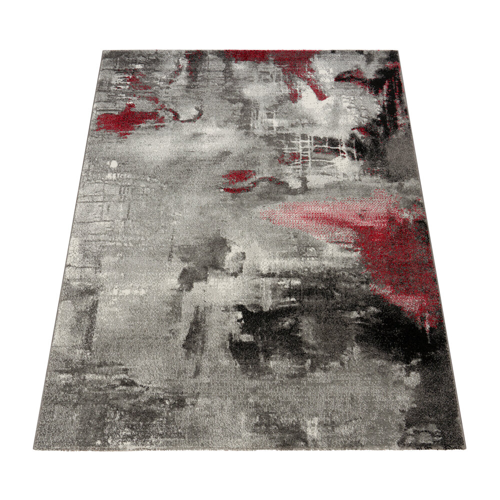 Laagpolig Vloerkleed - Cantera - Grijs / Rood Laagpolig Vloerkleed - Cantera - Grijs / Rood