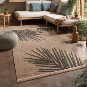 Jute buitenkleed - Colinna Leaves Bruin/Groen