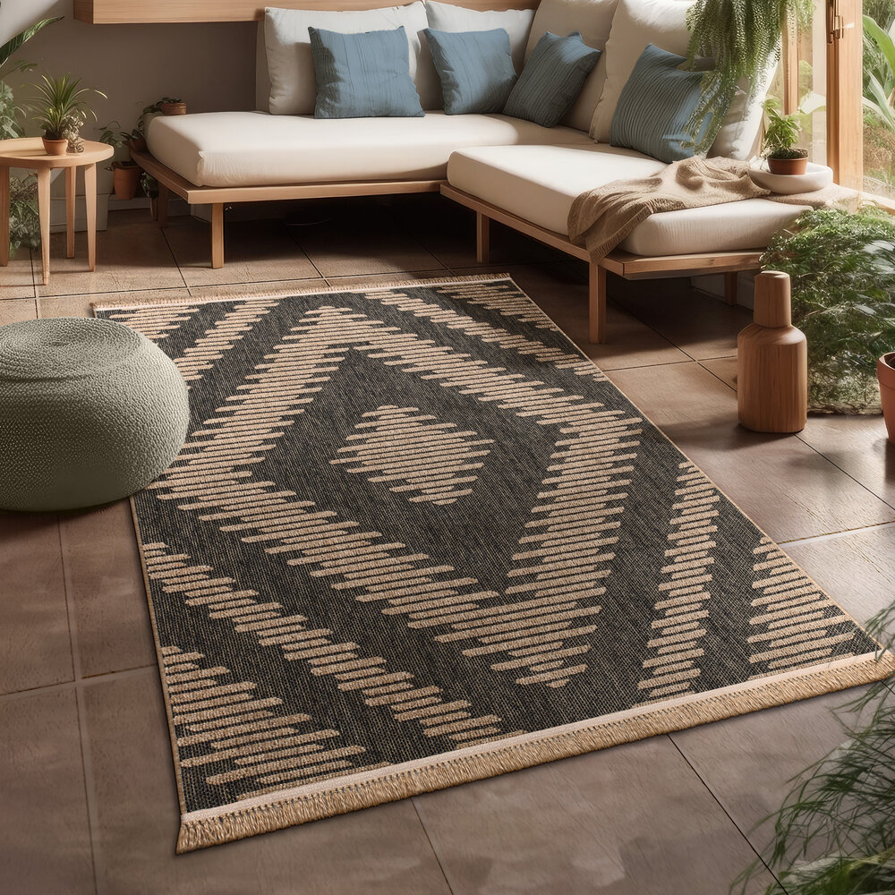 Jute buitenkleed - Colinna Antraciet/Beige
