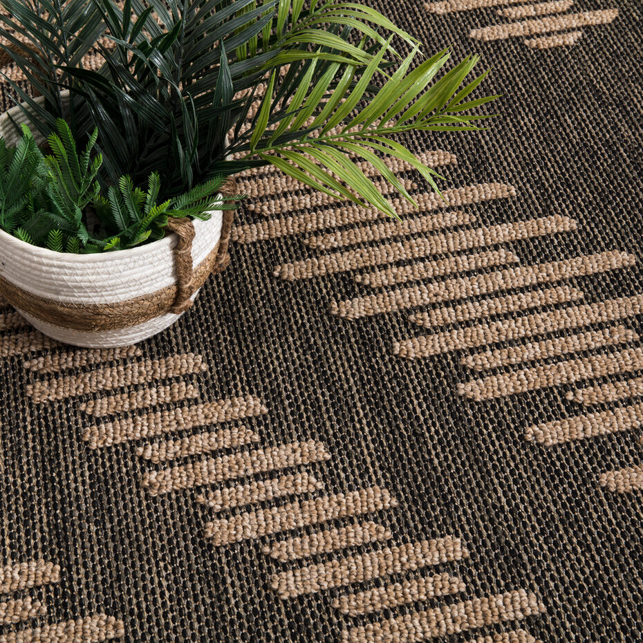 Jute buitenkleed - Colinna Antraciet/Beige