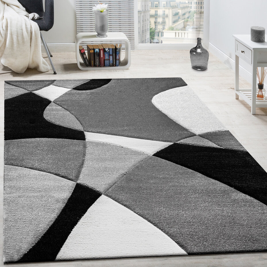 Laagpolig Vloerkleed - Diamesa - Modern - Zwart / Wit Laagpolig Vloerkleed - Diamesa - Modern - Zwart / Wit