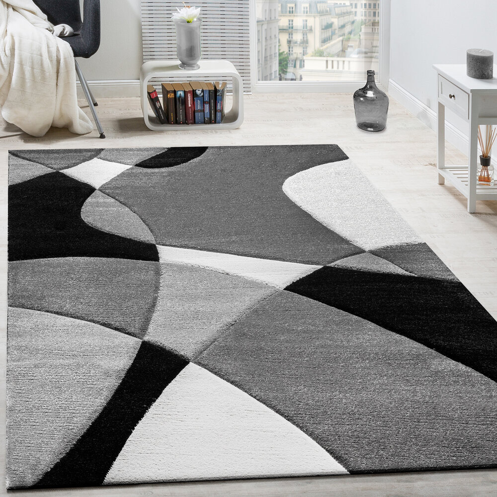 Laagpolig Vloerkleed - Diamesa - Modern - Zwart / Wit Laagpolig Vloerkleed - Diamesa - Modern - Zwart / Wit