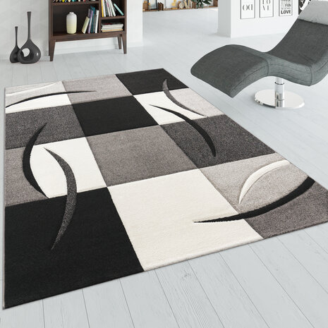 Laagpolig Vloerkleed - Diamesa - Modern - Zwart / Wit
