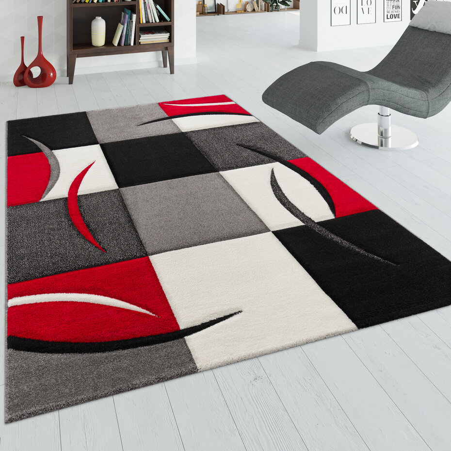 Modern vloerkleed - Diamesa Geblokt Rood