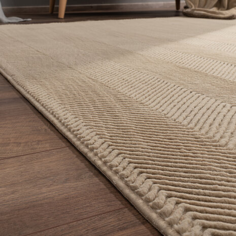Laagpolig Vloerkleed - Hanora Uni - Beige