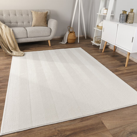 Laagpolig Vloerkleed - Hanora Uni - Creme