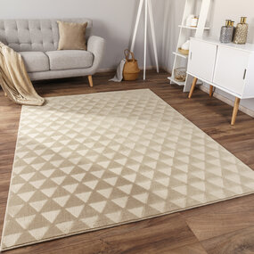 Laagpolig Vloerkleed - Hanora Uni Geo - Beige