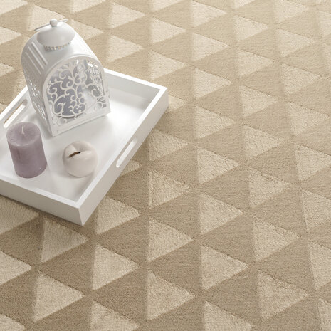 Laagpolig Vloerkleed - Hanora Uni Geo - Beige