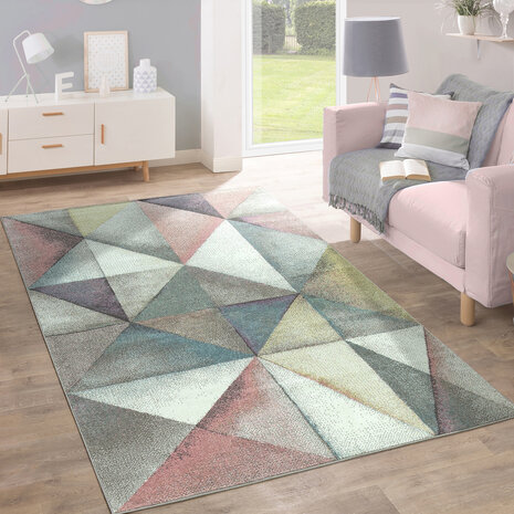 Laagpolig Vloerkleed - Kosaro Geometrisch - Multi