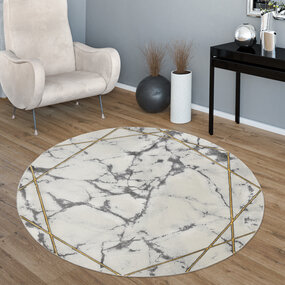 Laagpolig Vloerkleed Kraline - Marmer Design - Goud