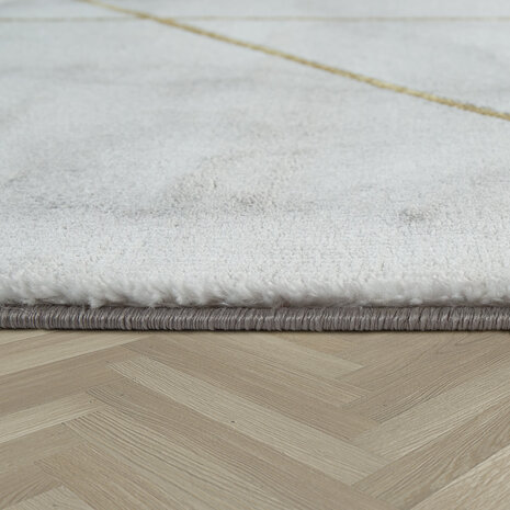 Laagpolig Vloerkleed Kraline - Marmer Design - Goud