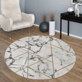 Laagpolig Vloerkleed Kraline - Marmer Design - Goud